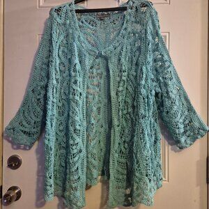 100% Cotton, Lace 'Sweater'/ Wrap. Size 26-28. Vintage